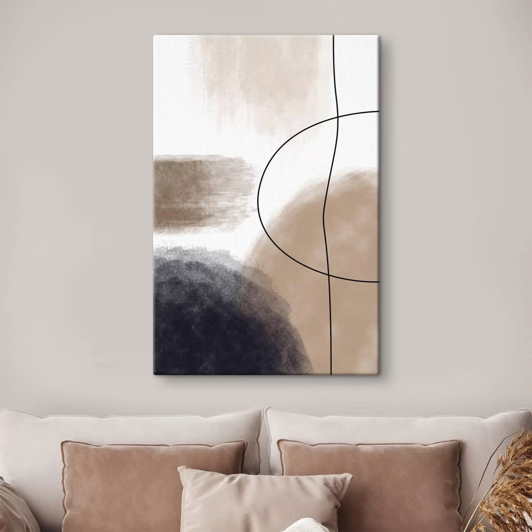  Schilderijen Abstracte vormen in zacht kleurenpalet s35944