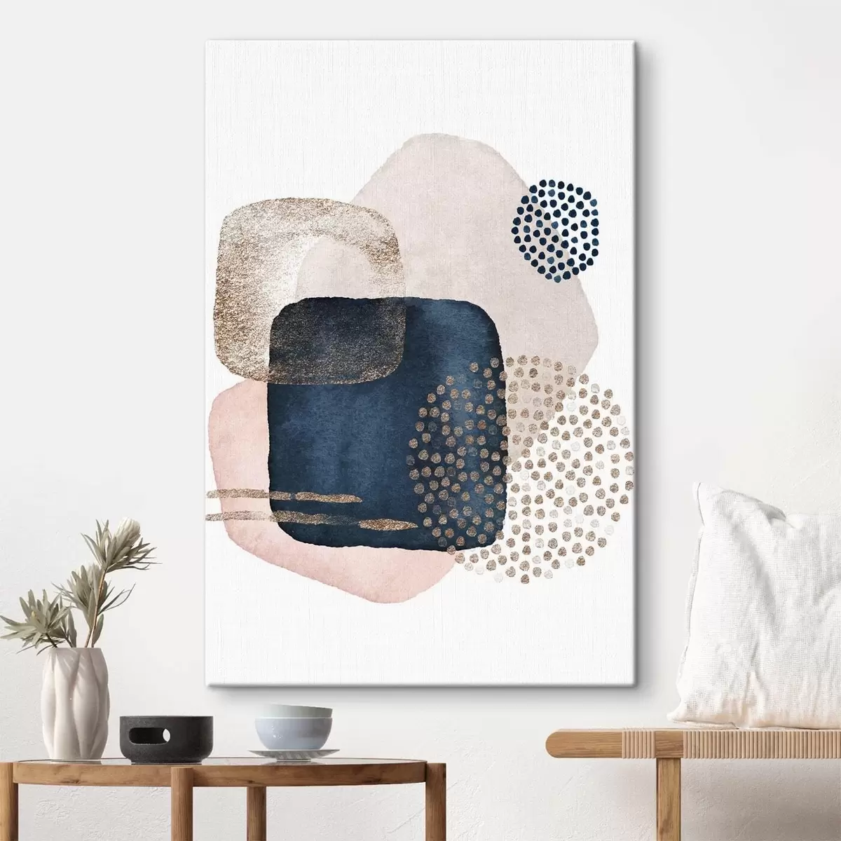  Peintures Fard à joues beige et bleu sur fond blanc s35989