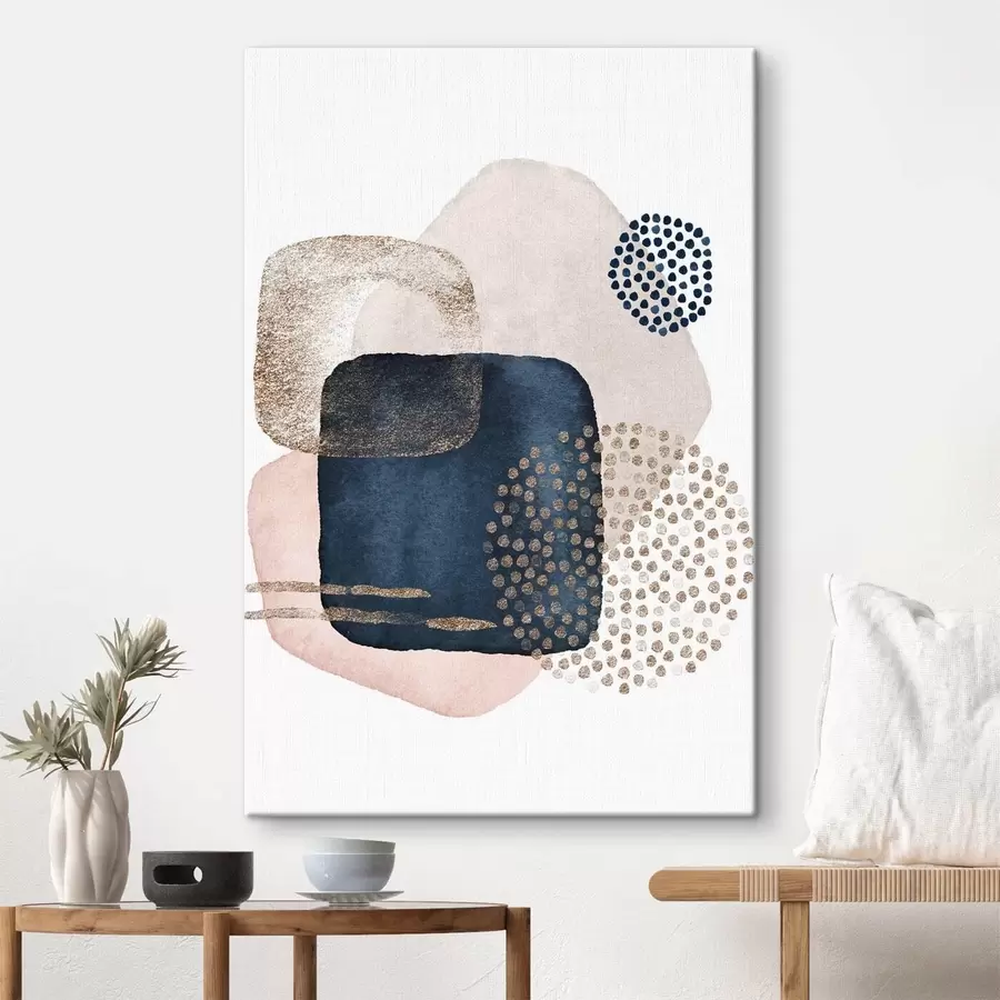  Schilderijen Beige en blauwe blush op witte achtergrond s35989