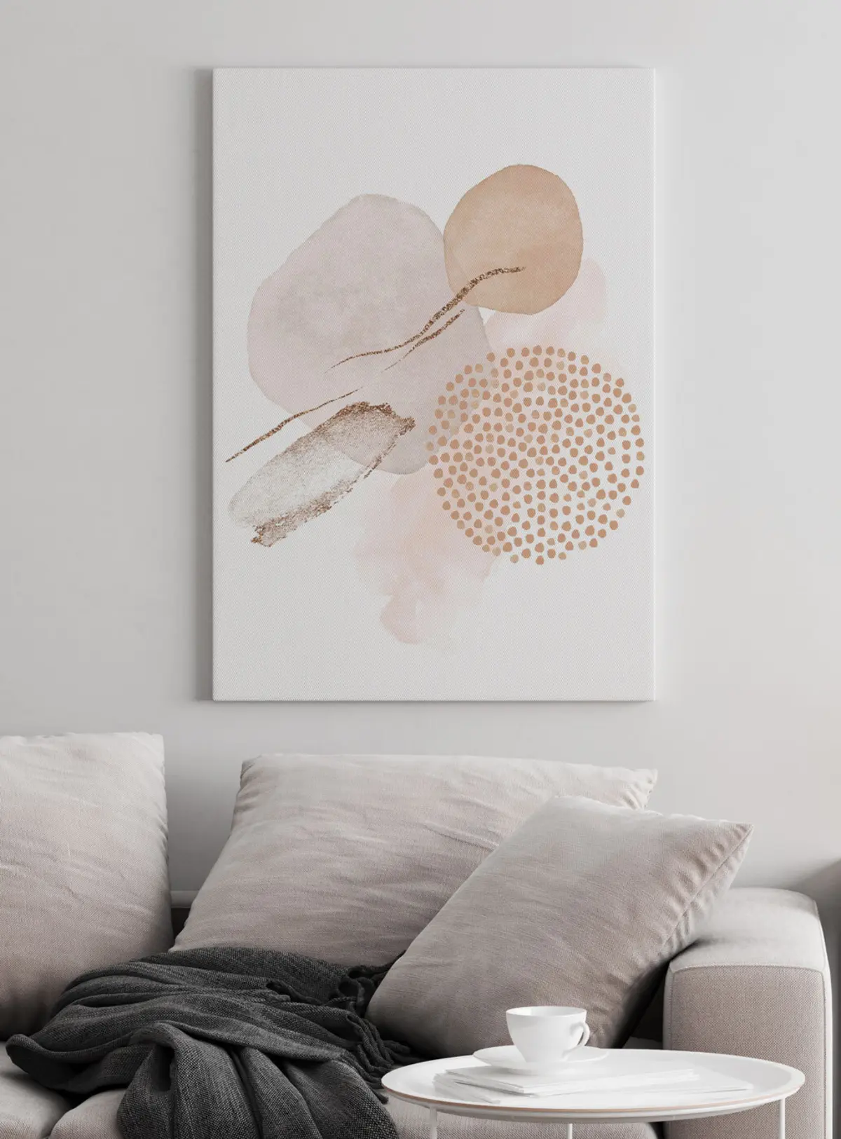  Schilderijen Beige en roze blush op witte achtergrond s35990