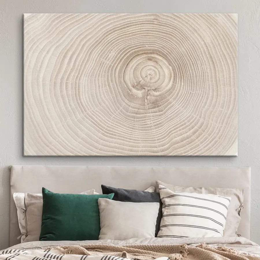  Schilderijen Ring gemaakt van gesneden hout in zachte tinten s36005