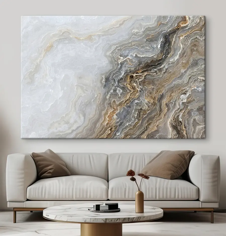  Schilderijen Grijs marmer met aders s36030