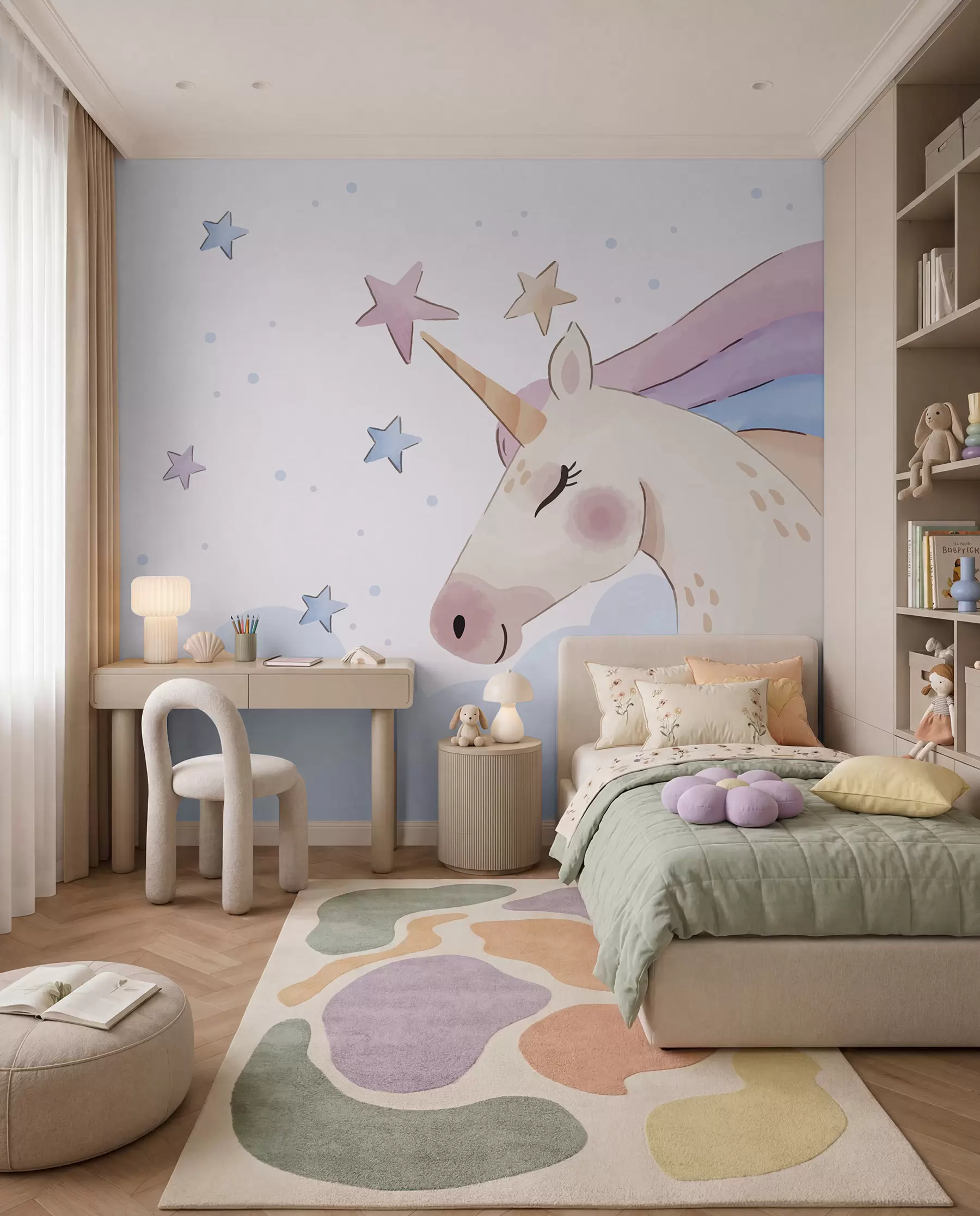 Papier peint photo Crinière étoilée de licorne u97532