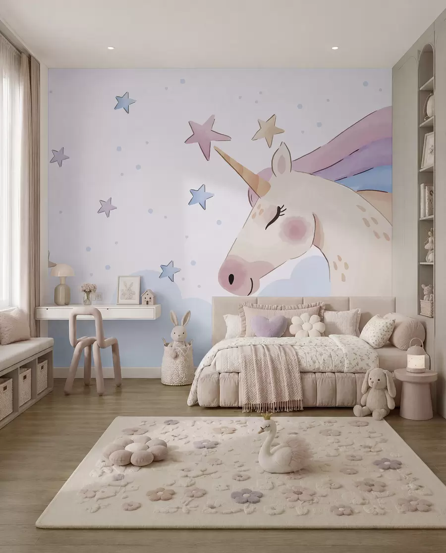 Papier peint photo Crinière étoilée de licorne u97532