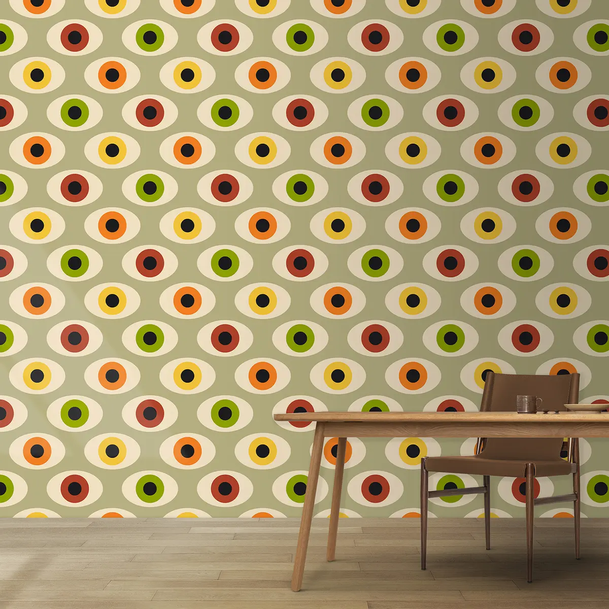 Papier peint photo Yeux de style rétro en couleurs vertes u51618v2