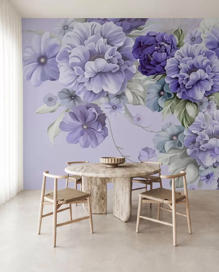 Papier peint photo Fleurs bleues délicates dans des couleurs bleues u59900v2