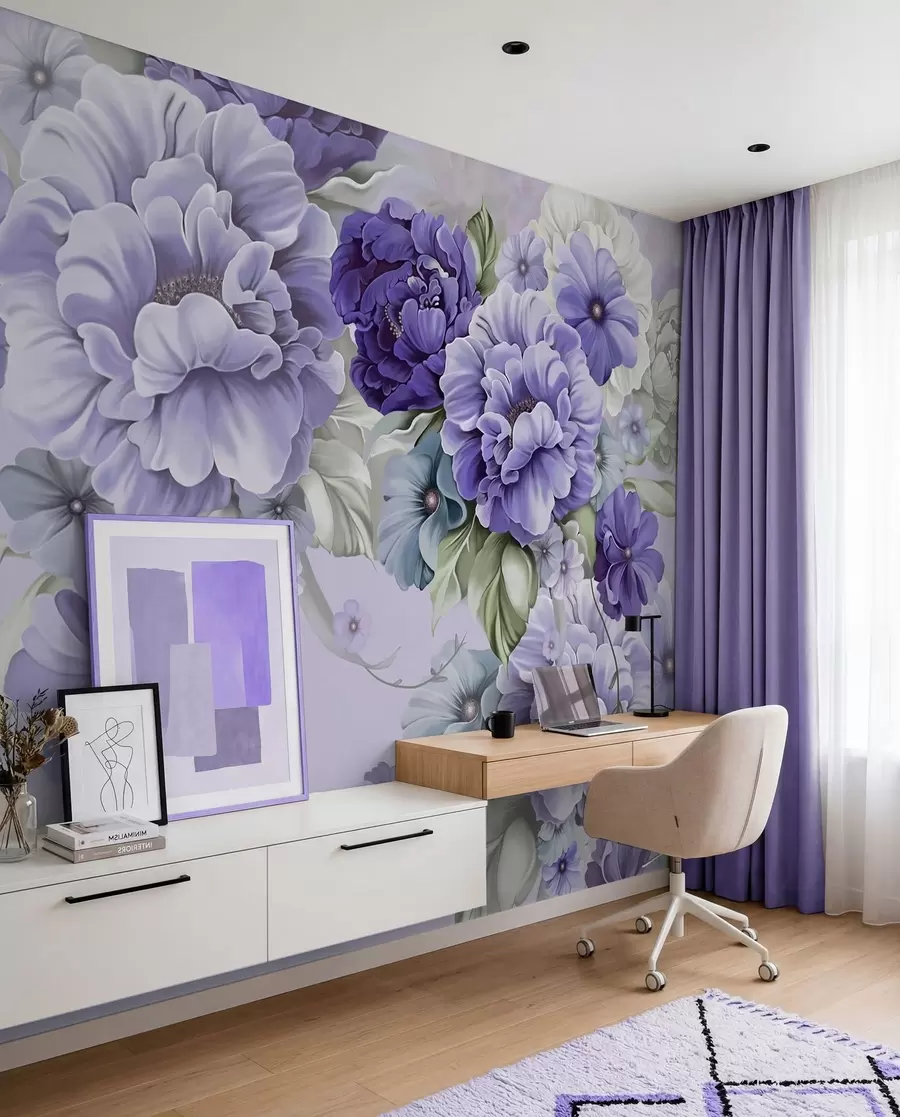 Fotobehang Delicate blauwe bloemen in blauwe kleuren u59900v2