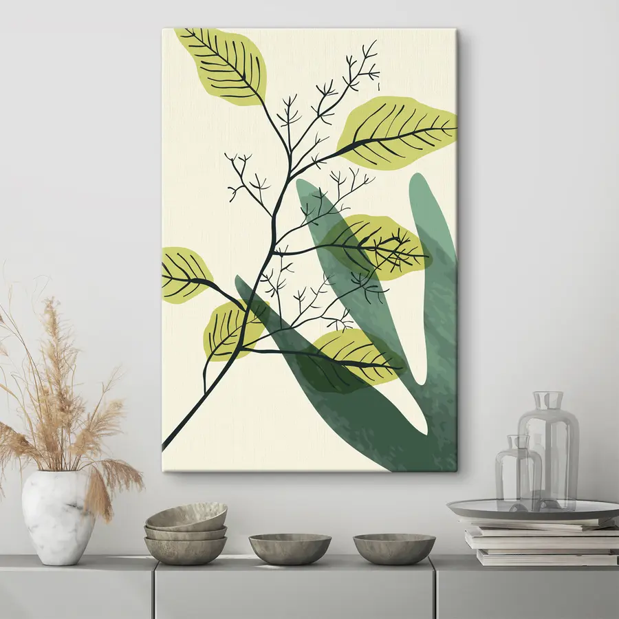  Peintures Peinture à l'aquarelle d'une branche avec des feuilles jaunes s36134