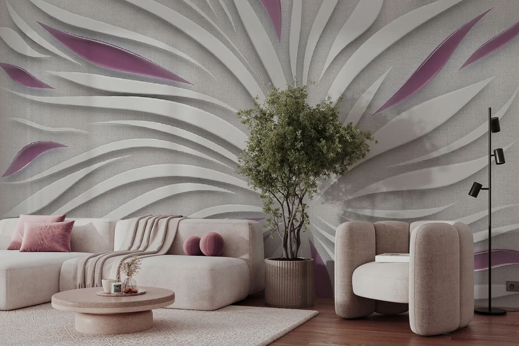 Fotobehang Abstracte bloem op stof in roze kleuren u06452v4