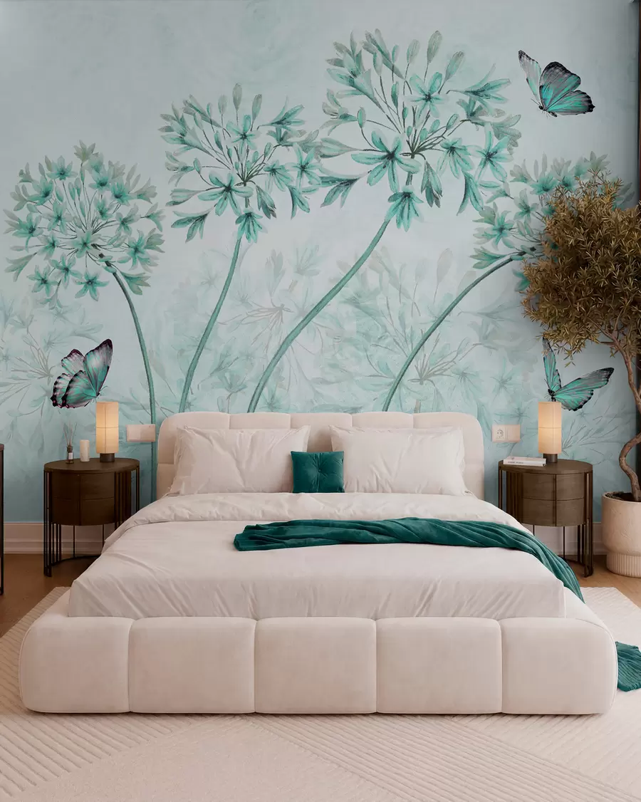 Papier peint photo Plante, fleur et bleu dans des couleurs bleues u35495v2