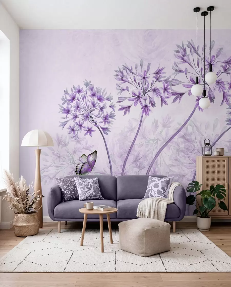 Fotobehang Plant, bloem en blauw in roze kleuren u35495v3