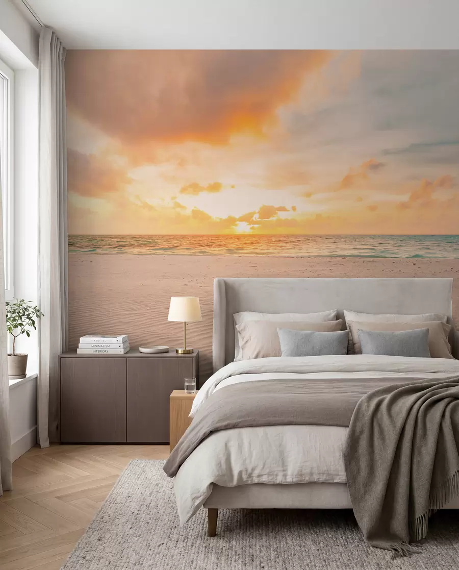 Papier peint photo Plage de sable blanc, mer et vagues u97894