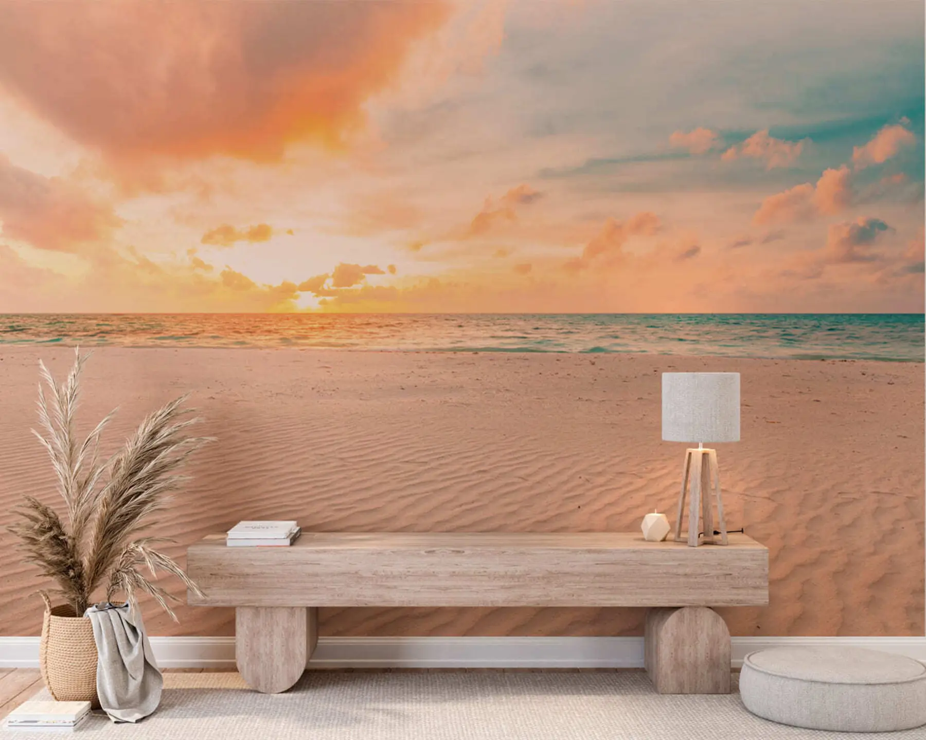 Papier peint photo Plage de sable blanc, mer et vagues u97894