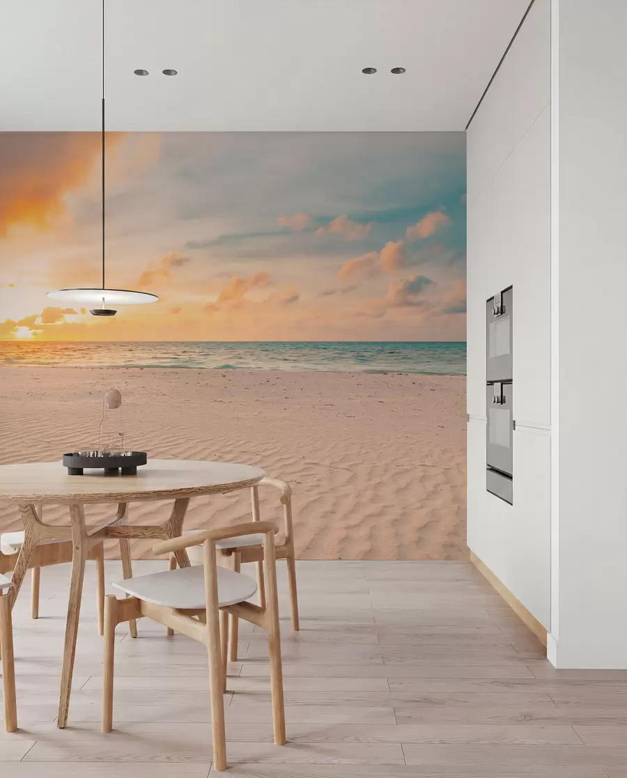 Papier peint photo Plage de sable blanc, mer et vagues u97894