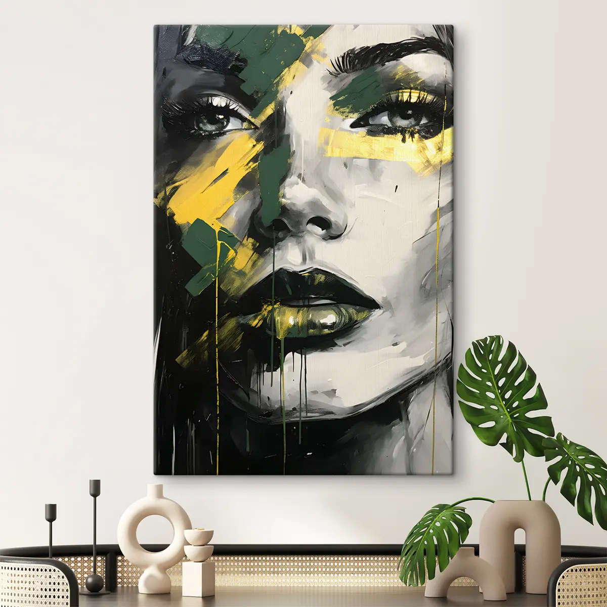  Peintures Portrait de femme avec détails des yeux et des lèvres s36157