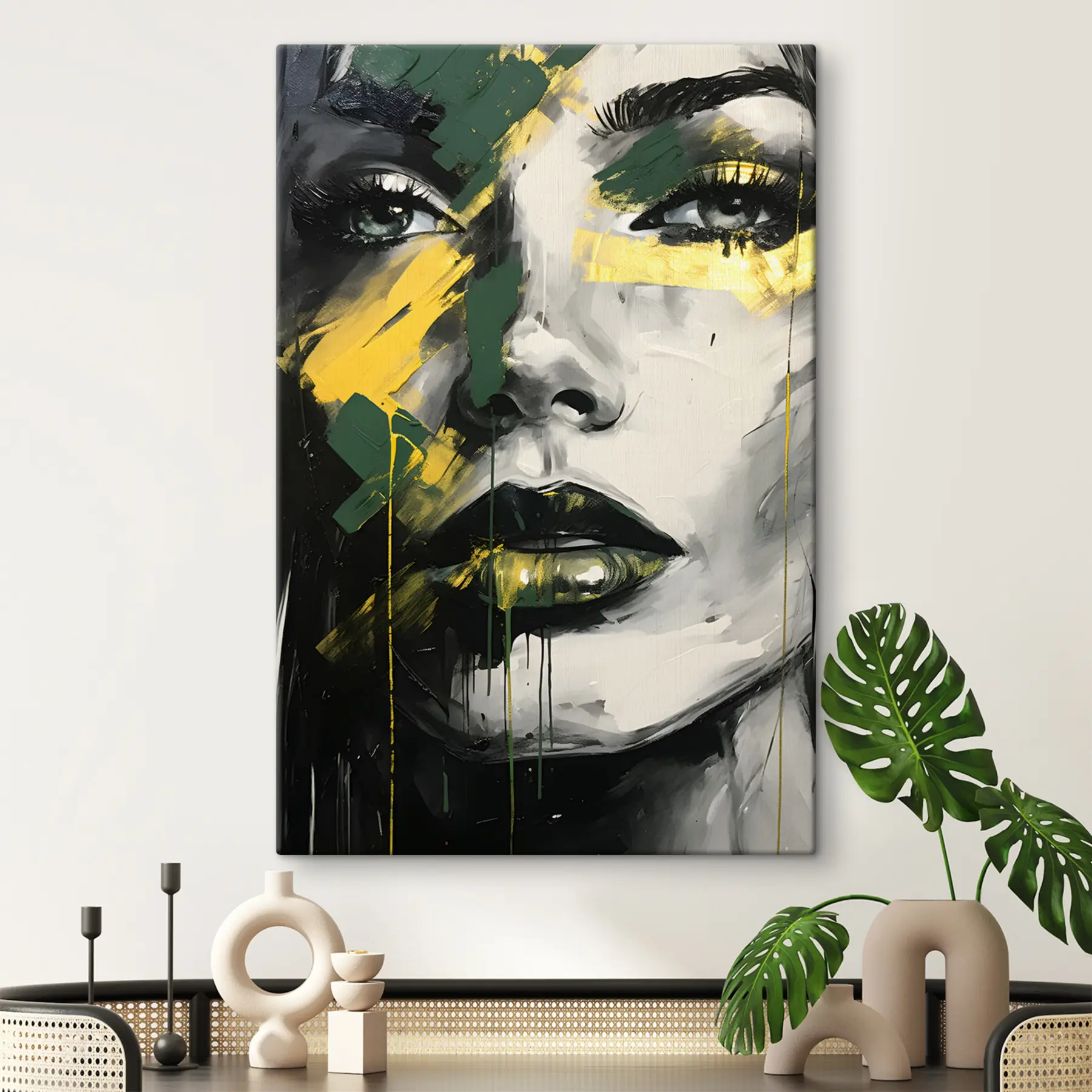 Fotobehang Vrouwenportret met oog- en lipdetails s36157