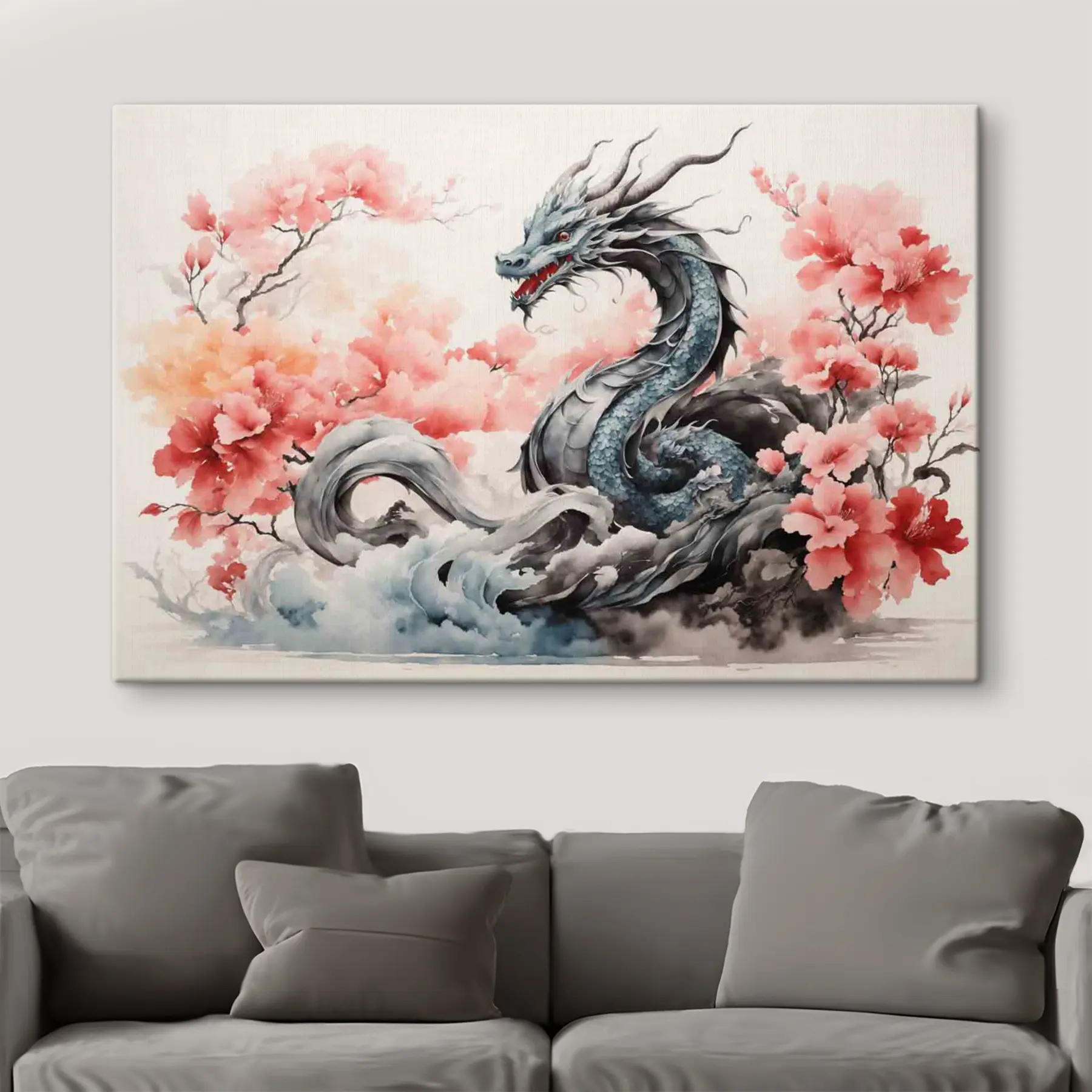 Peintures Un dragon de la mythologie chinoise à l'aquarelle s36239