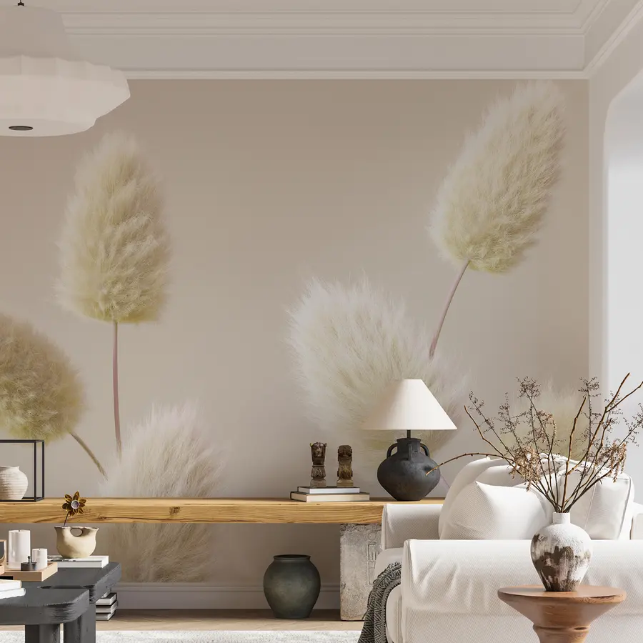 Papier peint photo Fleurs séchées beige tendance dans un style boho u98432v1