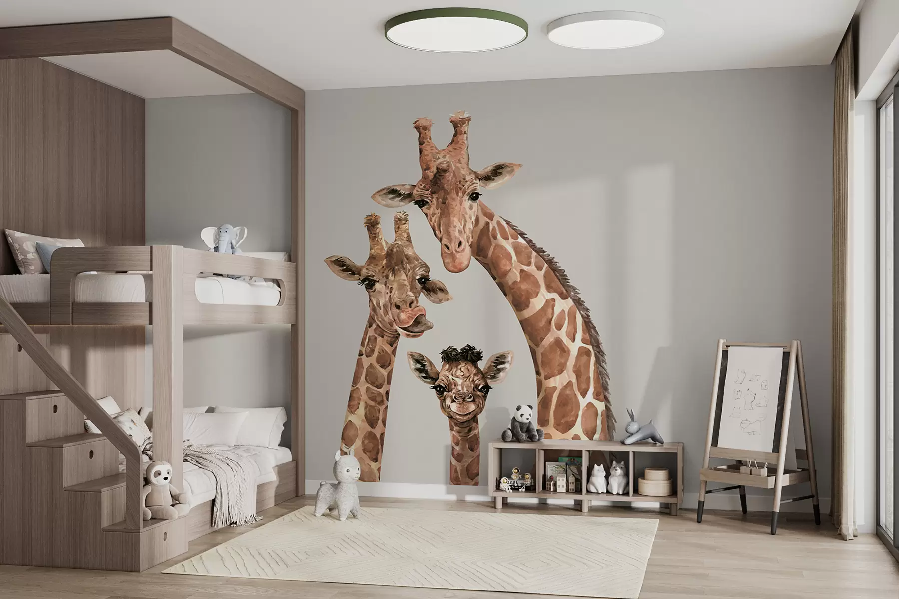 Papier peint photo Une joyeuse famille de girafes u98525