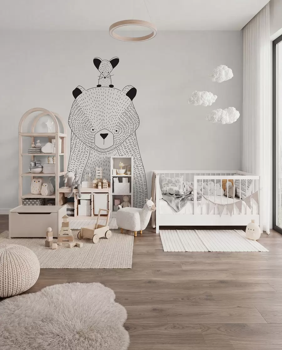 Fotobehang Een teddybeer met een muis u98483