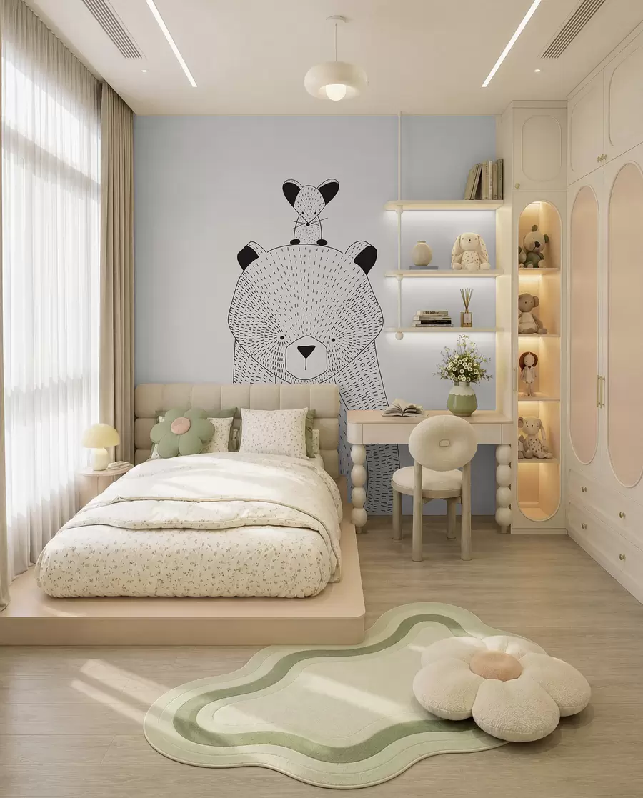 Fotobehang Een teddybeer met een muis u98483