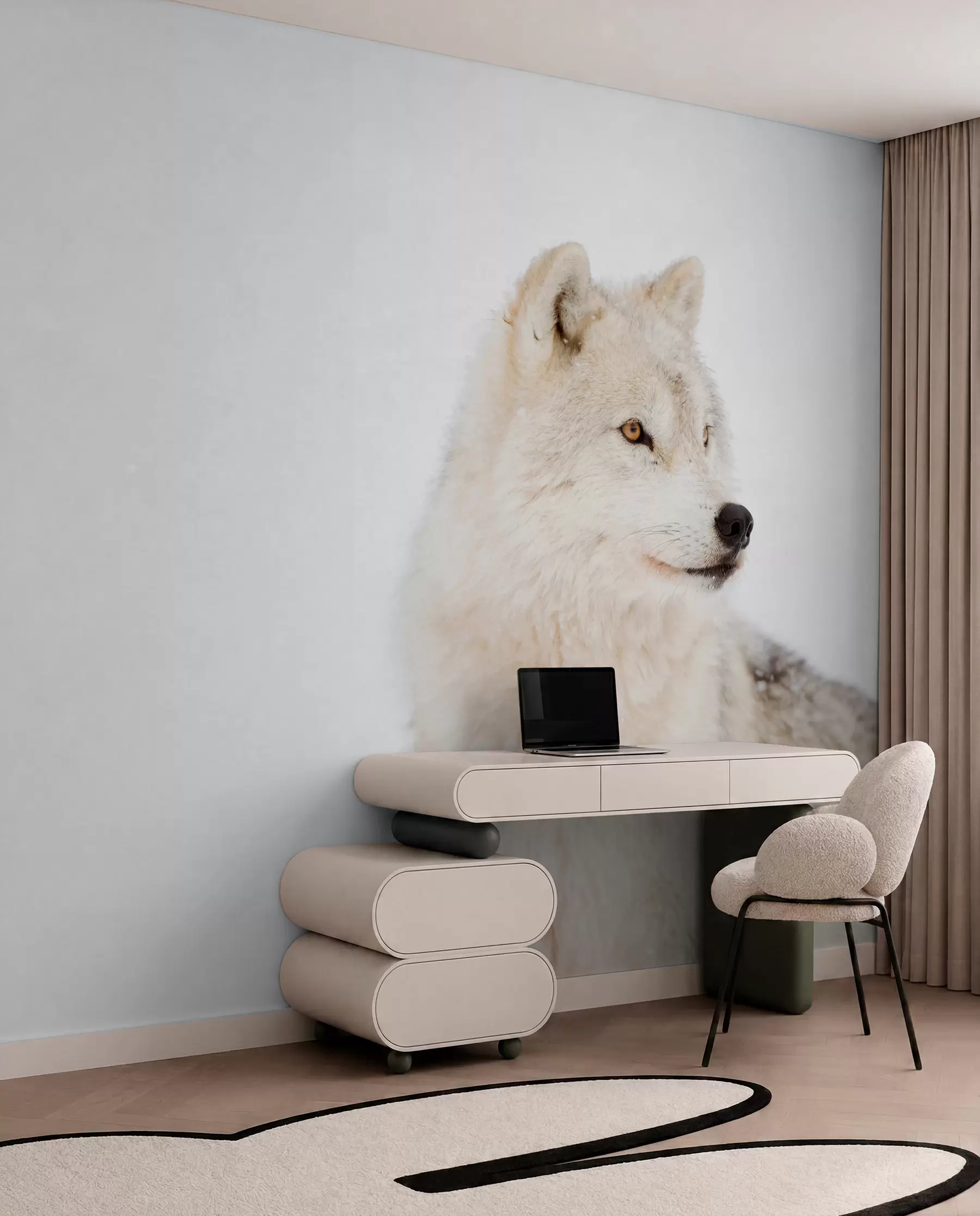 Fotobehang Poolwolf op witte achtergrond u98189