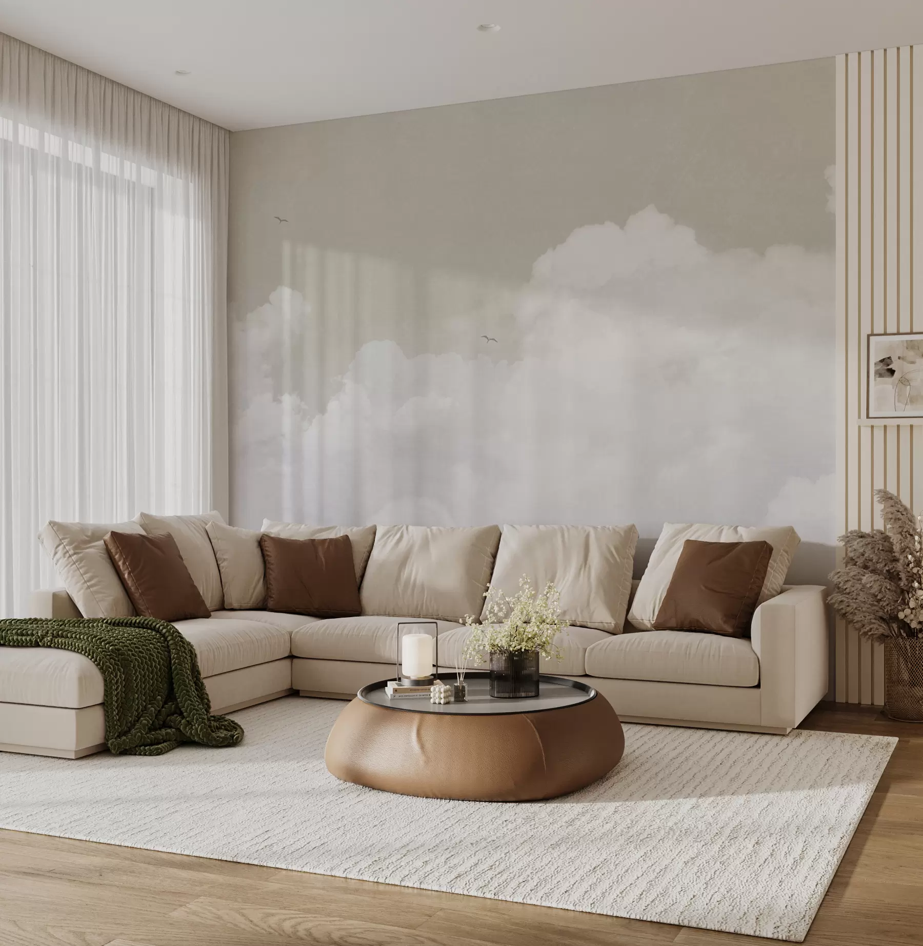 Fotobehang Vintage wolken in de beige lucht u96783