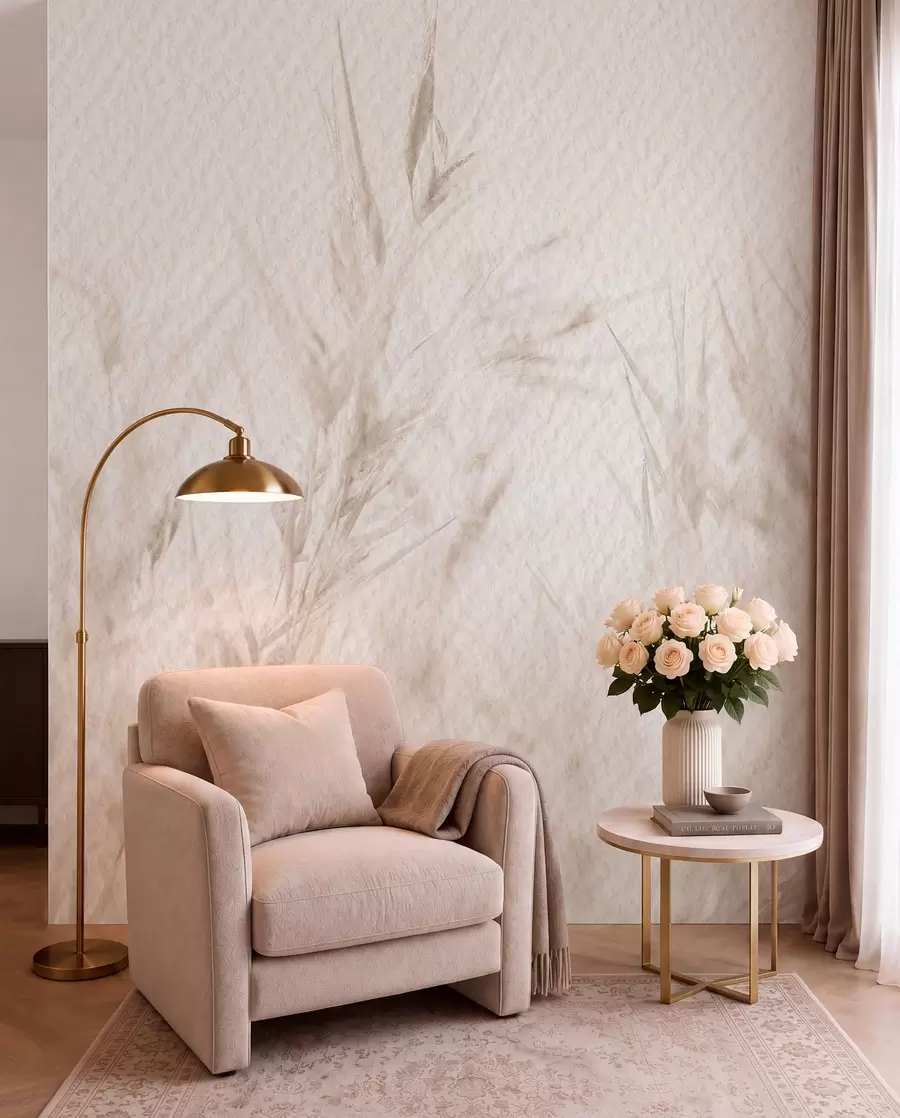 Fotobehang Gedroogde bloemen met vintage papierstructuur u98438