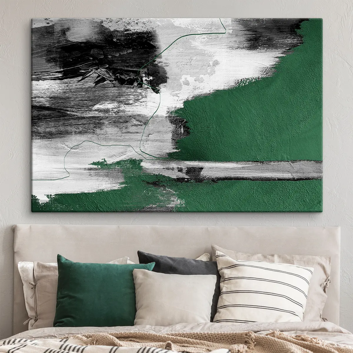  Peintures Composition abstraite de vert et de noir s36289
