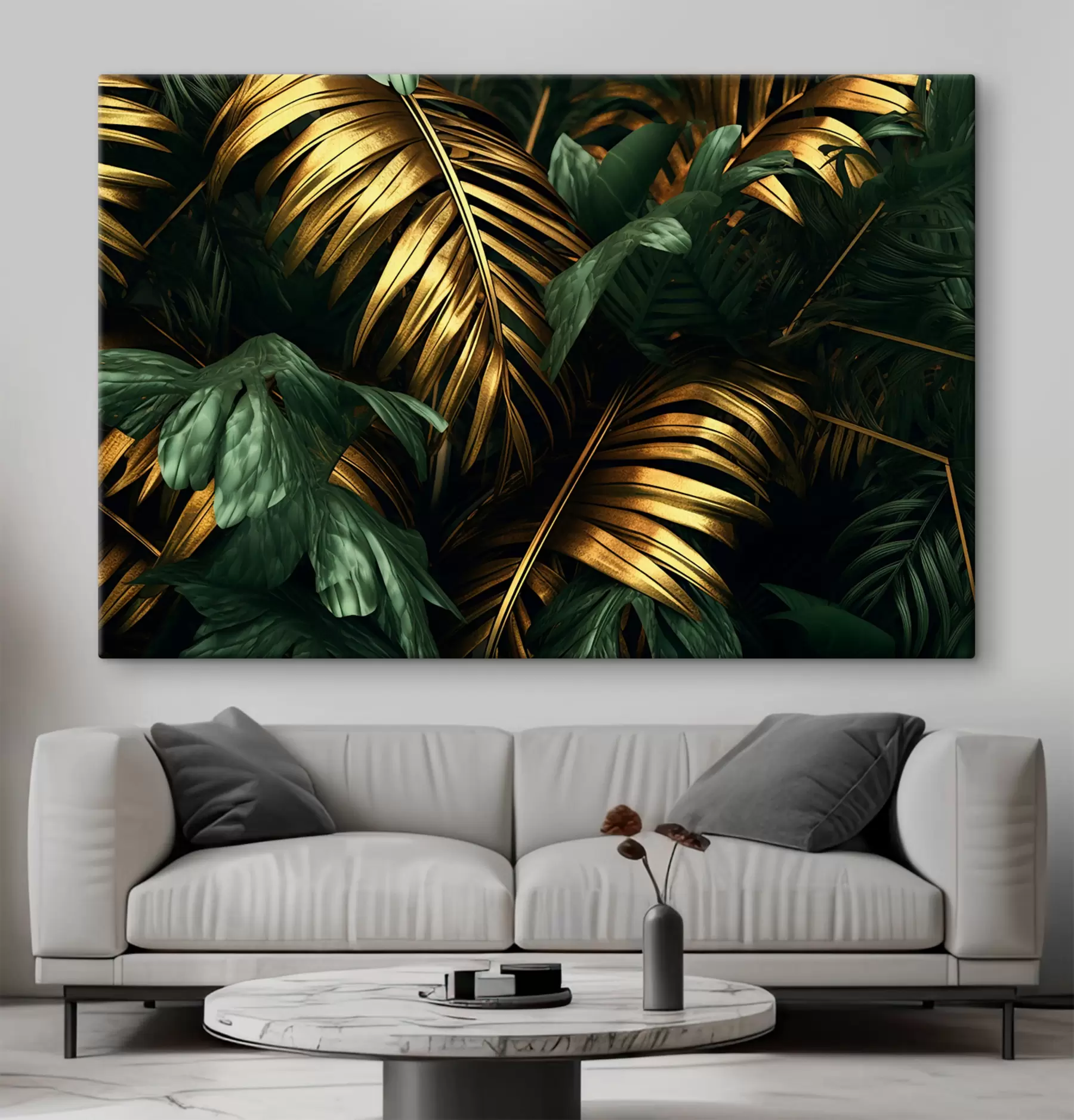  Schilderijen Weelderige bladeren in levendige kleurenmix s36293