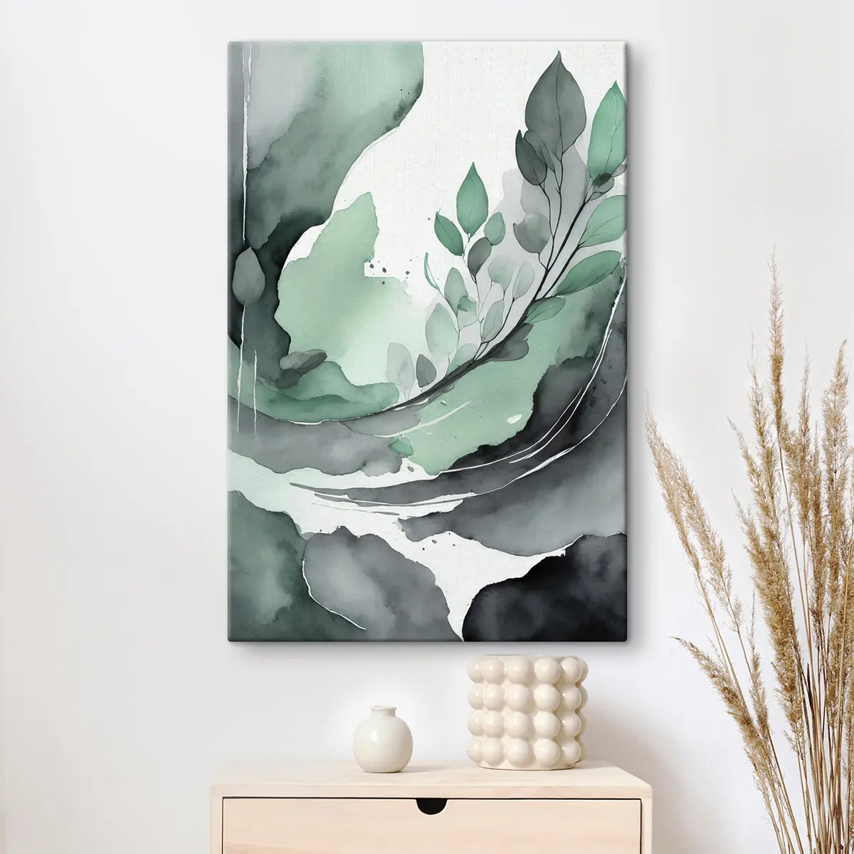  Schilderijen Serene groentinten in vloeiende harmonie s36502