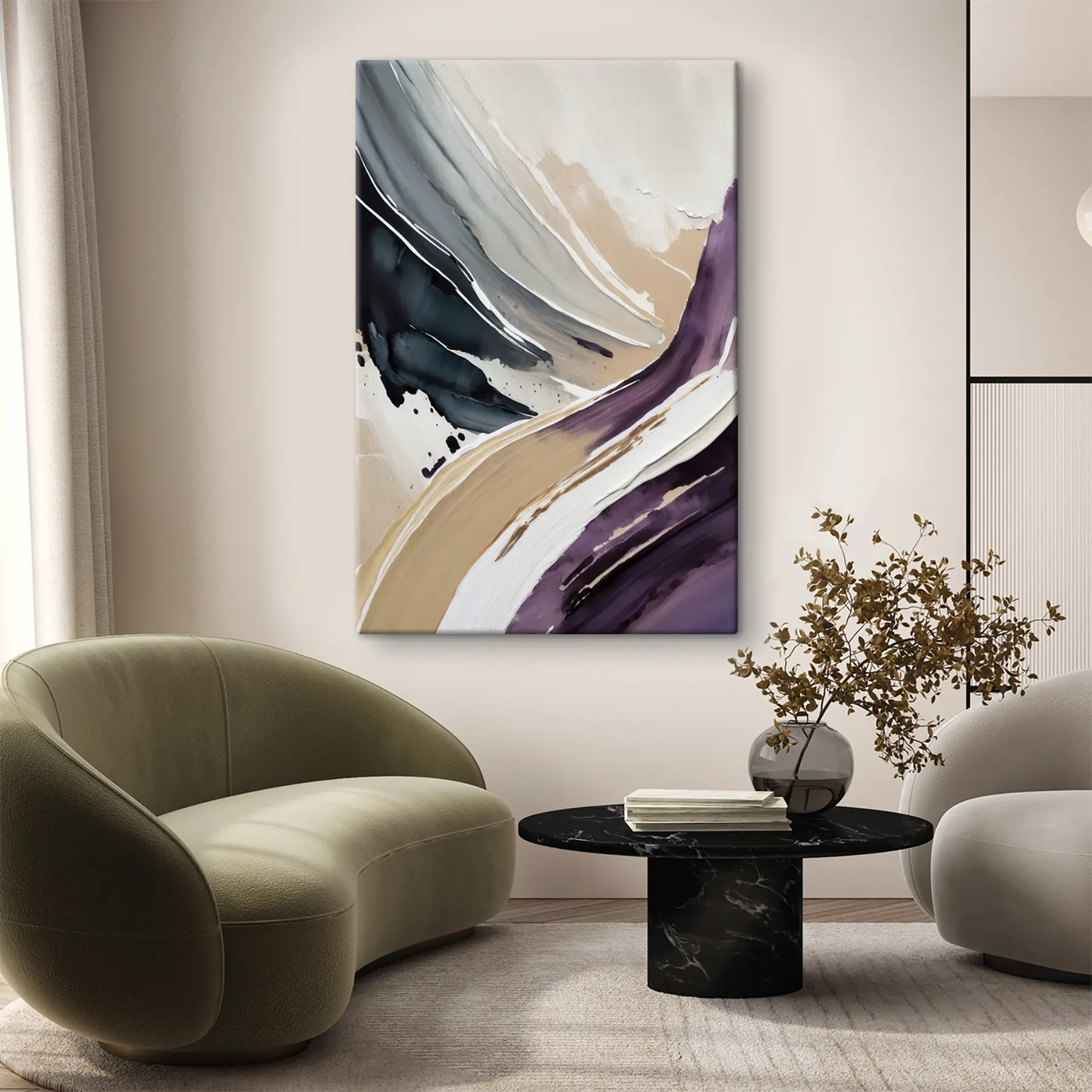 Papier peint photo Des coups de pinceau fluides dans des teintes apaisantes s36504