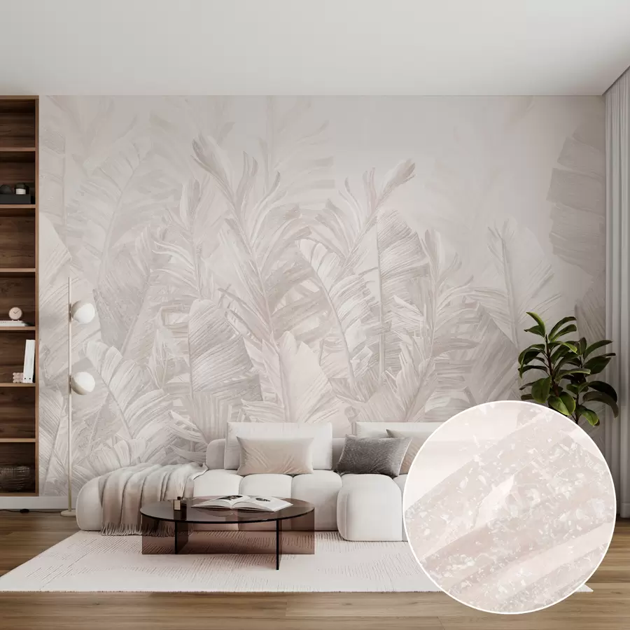 Fotobehang Trendy tropische beige bladeren u98951