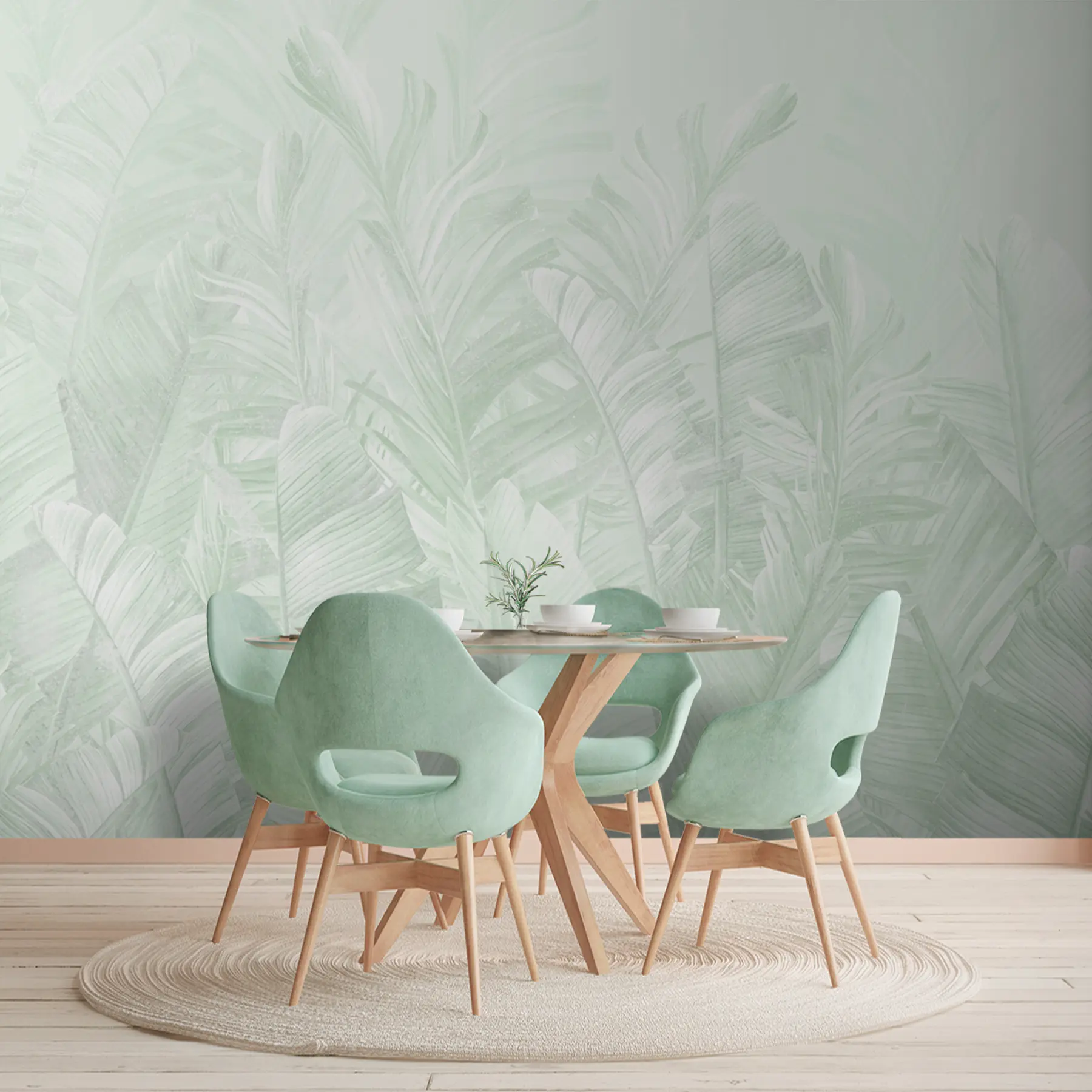 Fotobehang Trendy bladeren in tropisch groen u98951v4