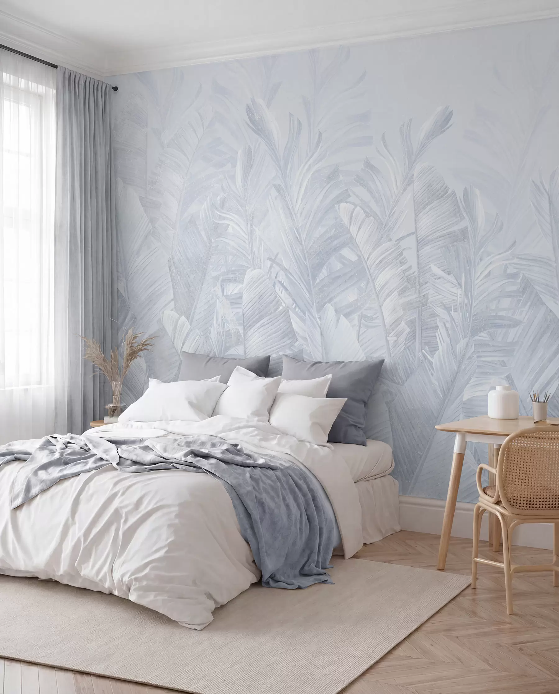 Fotobehang Hippe tropische blauwe bladeren u98951v5