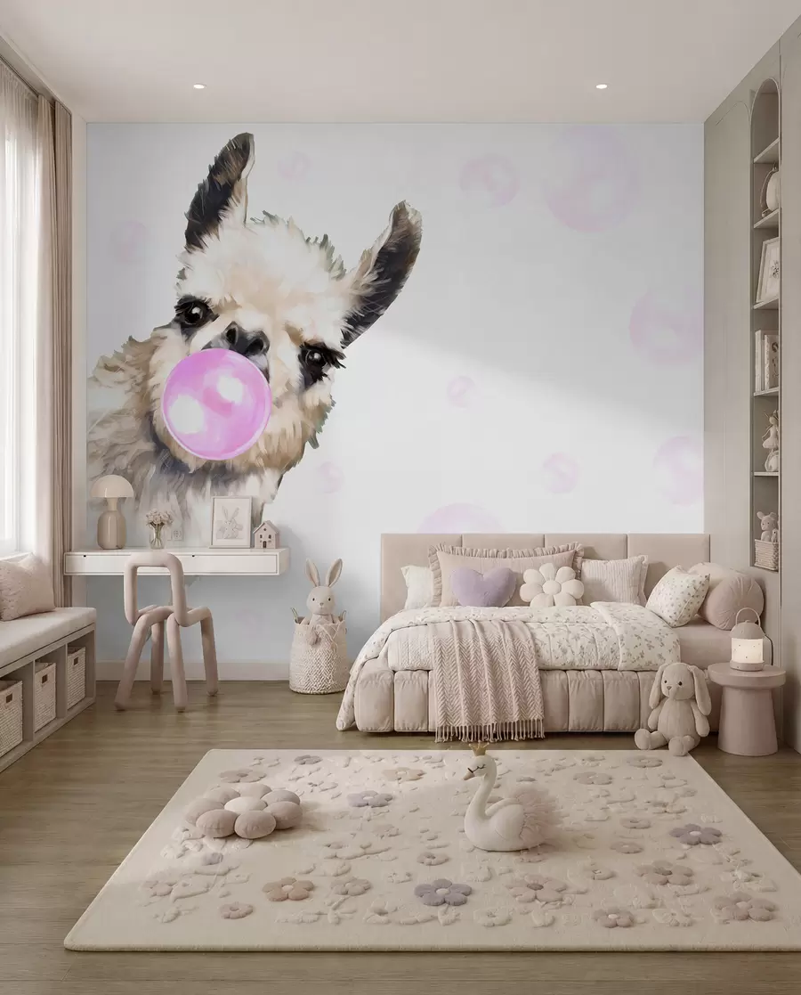 Fotobehang Lama met kauwgombel u98952