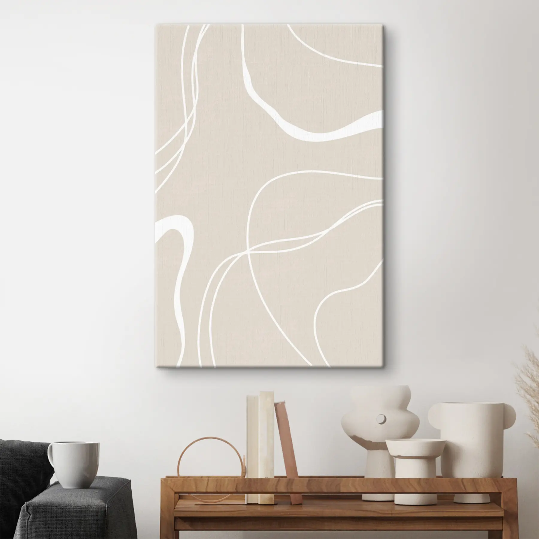 Papier peint photo Courbes abstraites sur fond doux s36489