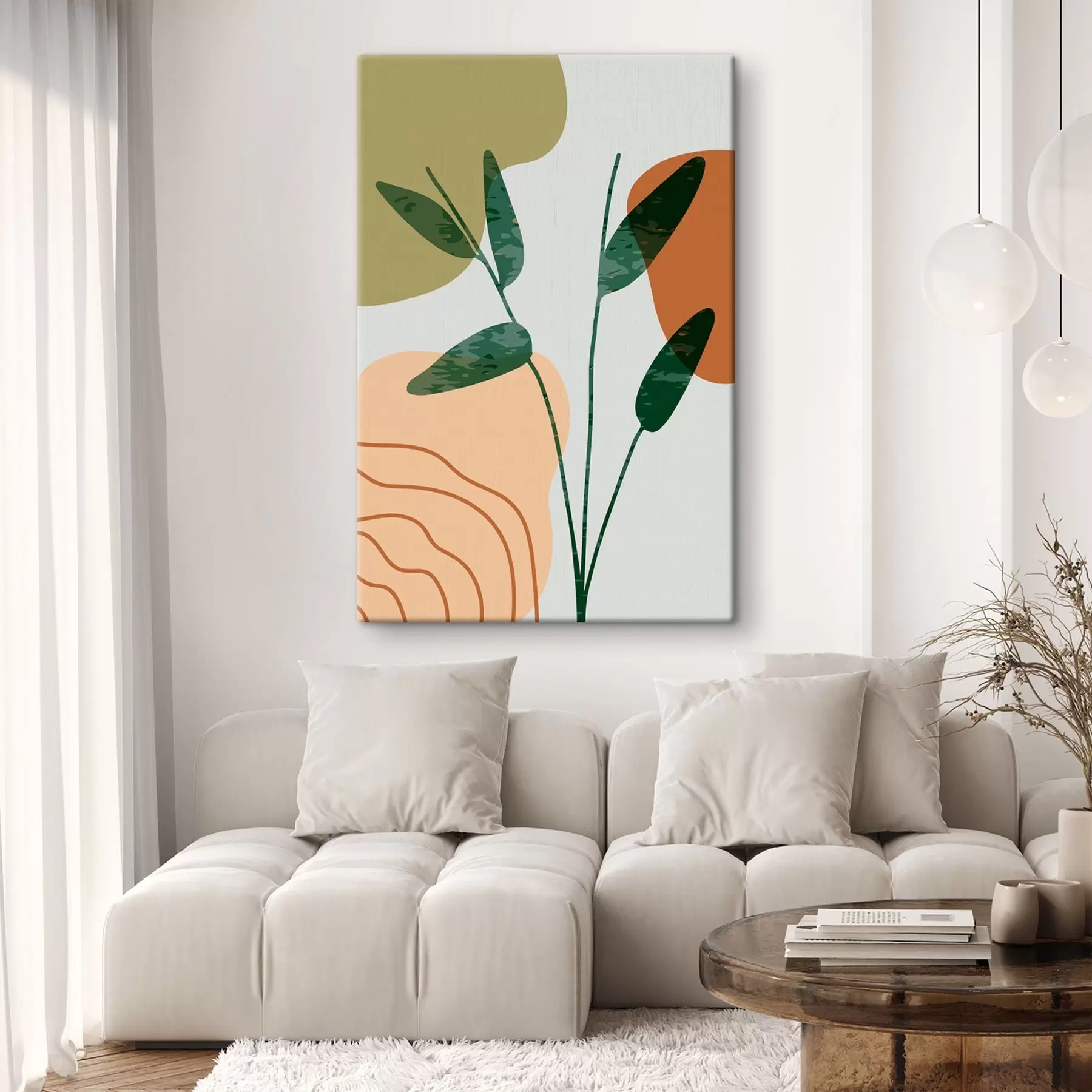  Schilderijen Abstract groen in zachte kleuren s36712