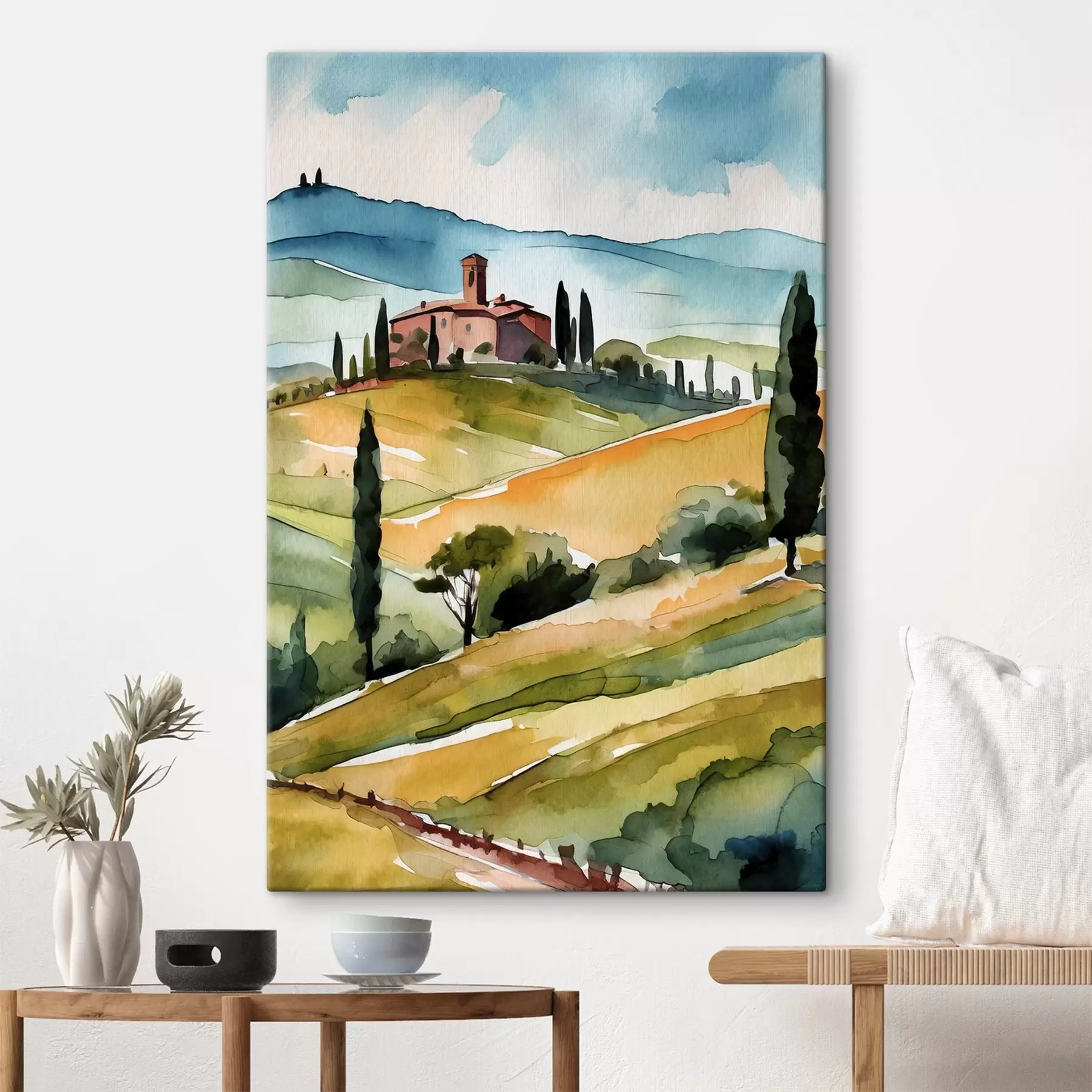  Peintures Campagne tranquille avec des collines vallonnées s36683