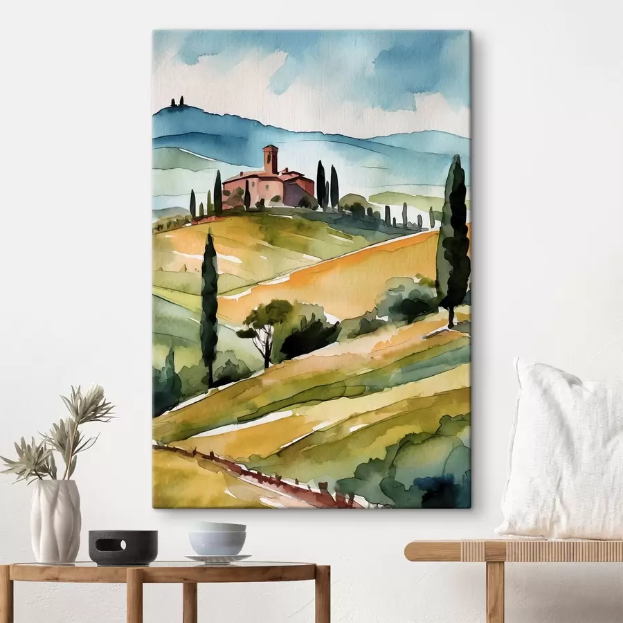  Schilderijen Rustig platteland met glooiende heuvels s36683