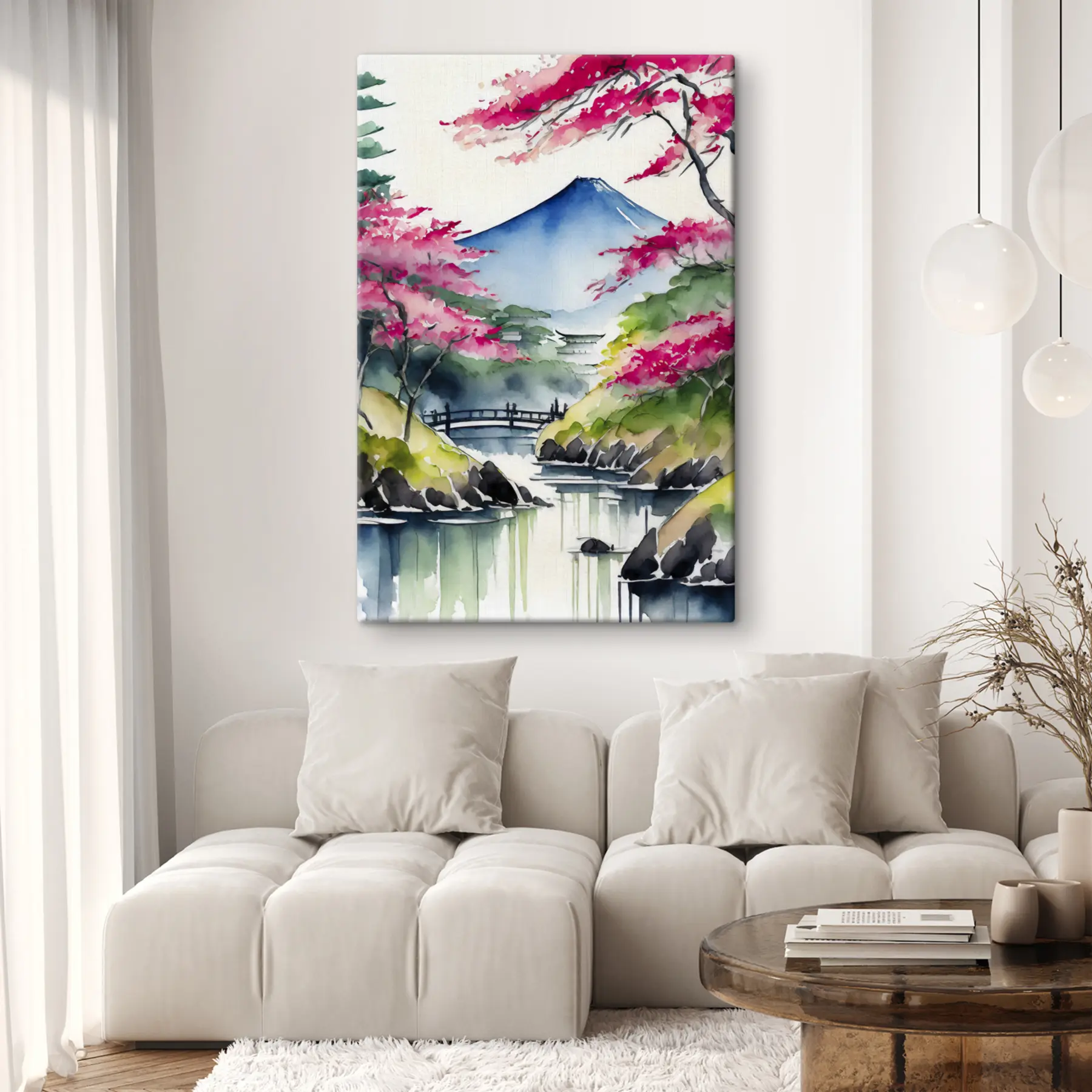  Peintures Paysage serein avec des fleurs éclatantes s36691