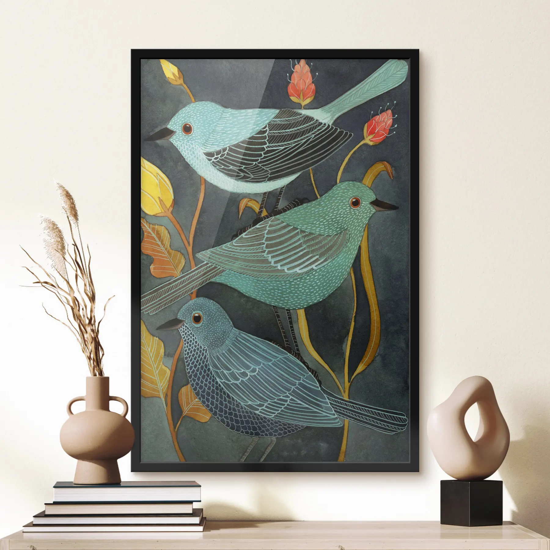  Peintures Oiseaux colorés au milieu d'un feuillage éclatant f03061