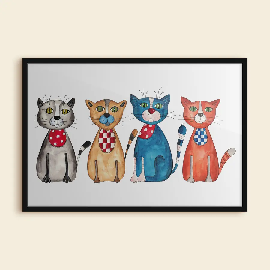 Papier peint photo Des chats colorés aux expressions charmantes f08754