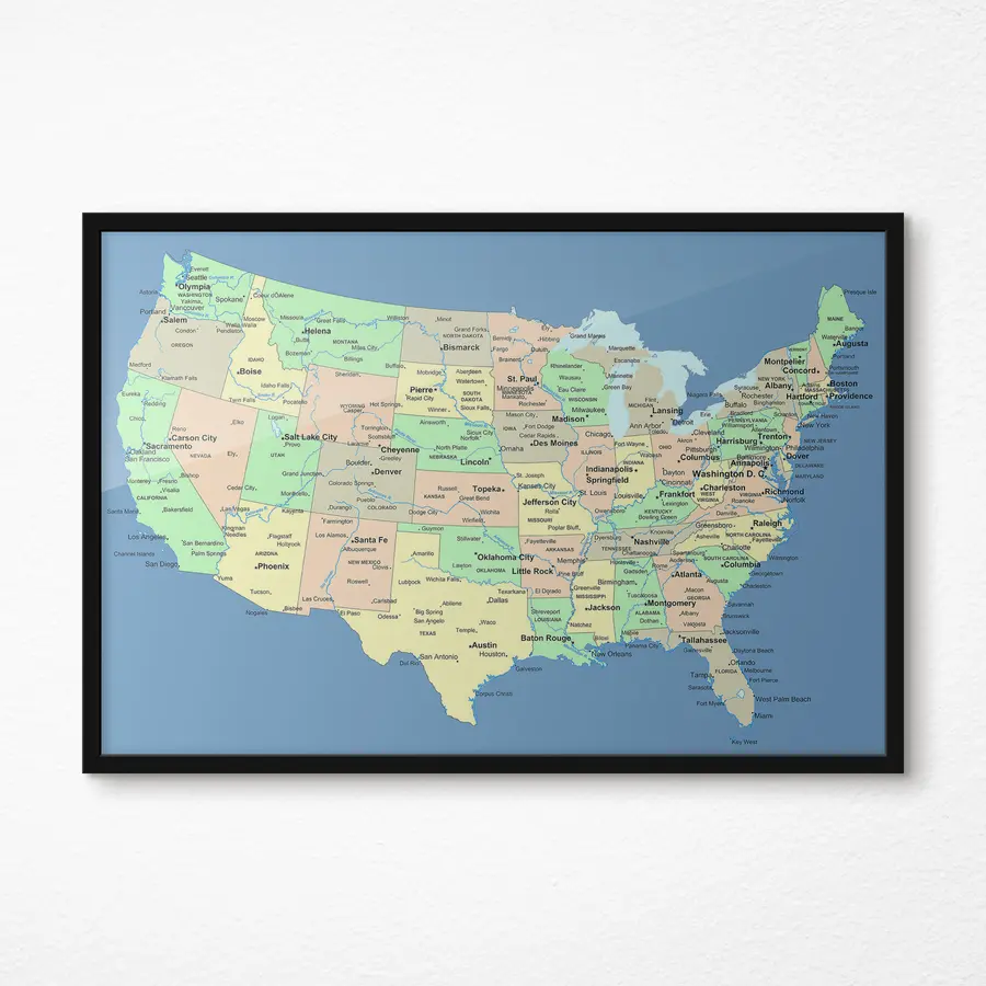 Papier peint photo Carte des États-Unis affichée f09911