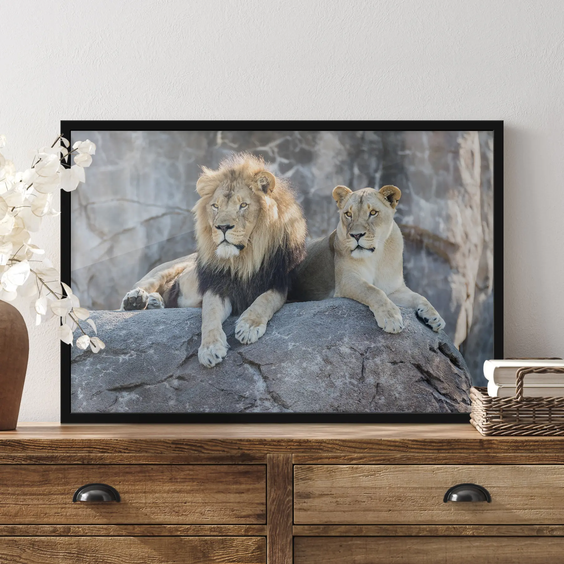  Schilderijen Majestueuze leeuwen rusten vredig samen f15278