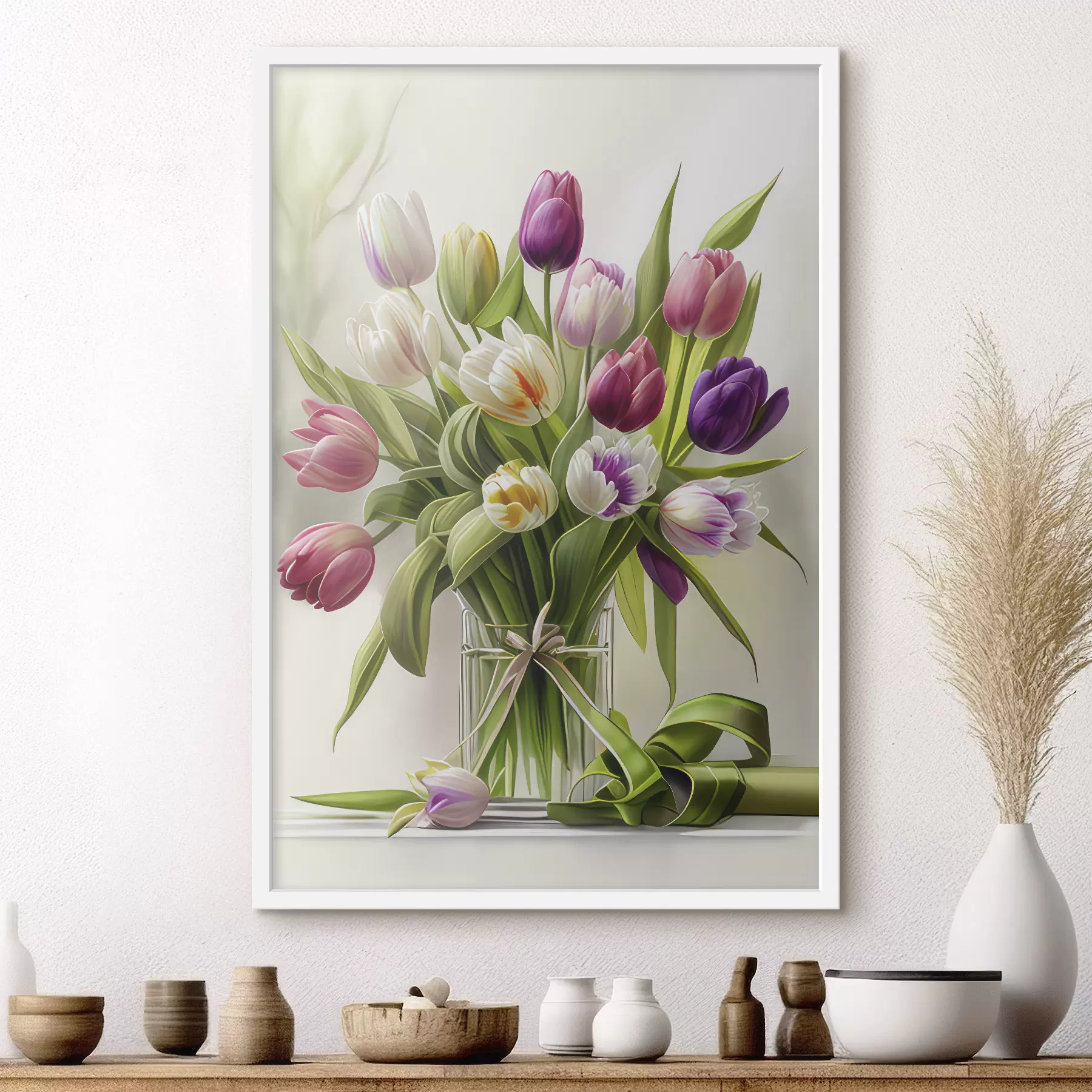 Papier peint photo Tulipes colorées dans un vase en verre f31219