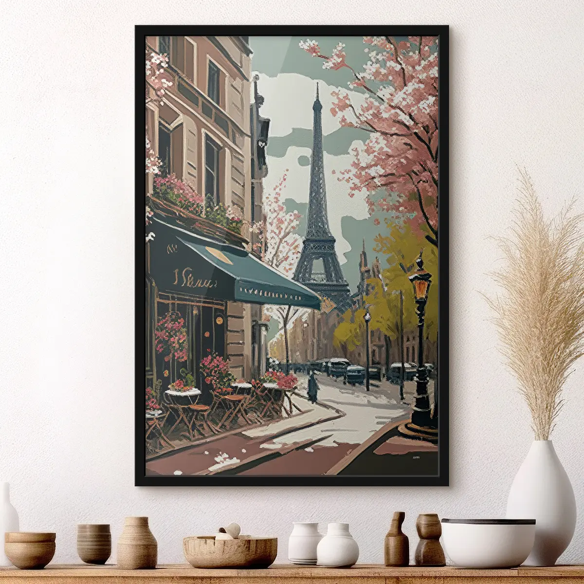 Affiche Charmante rue parisienne au printemps f33523