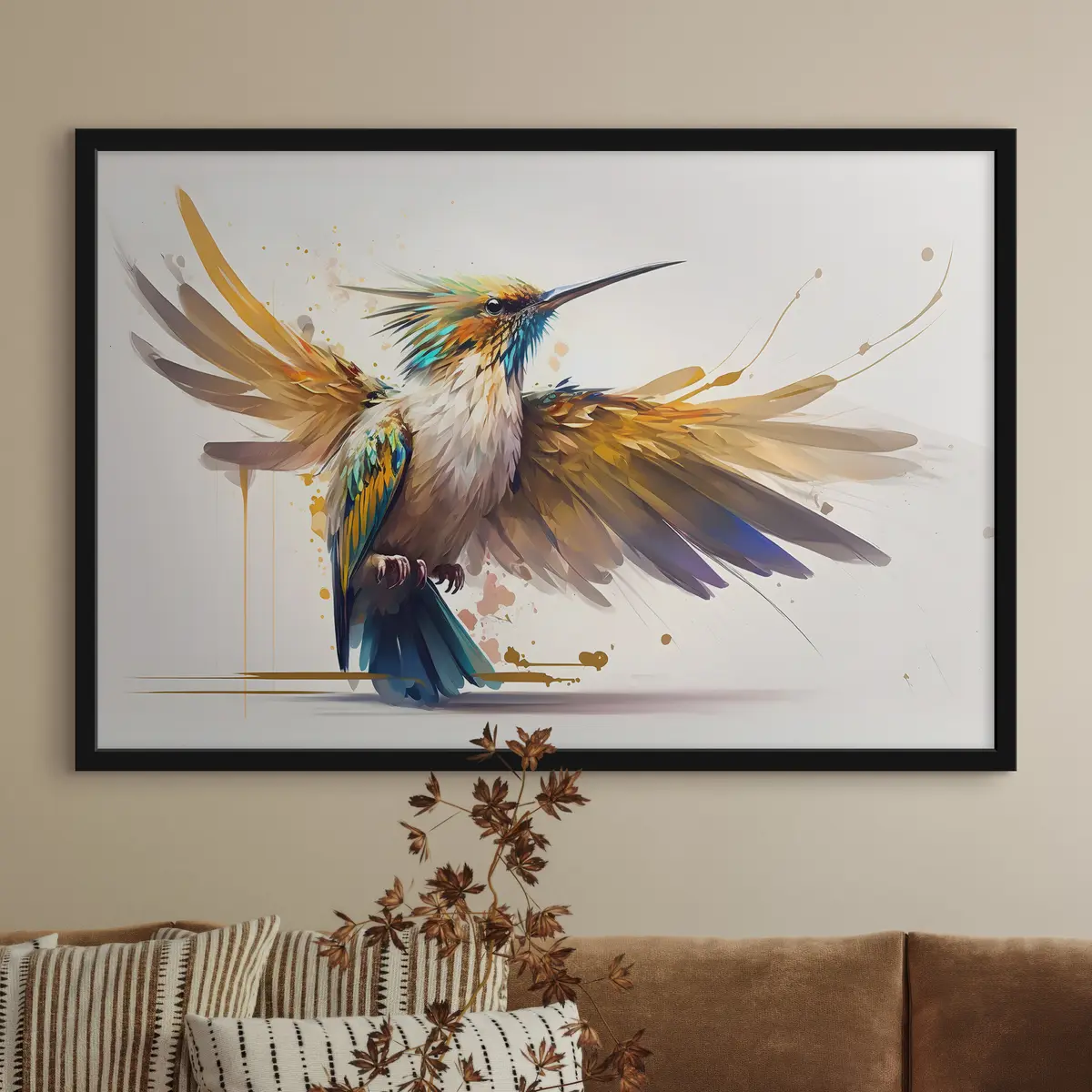 Affiche Oiseau vibrant dans une pose de vol dynamique f33552