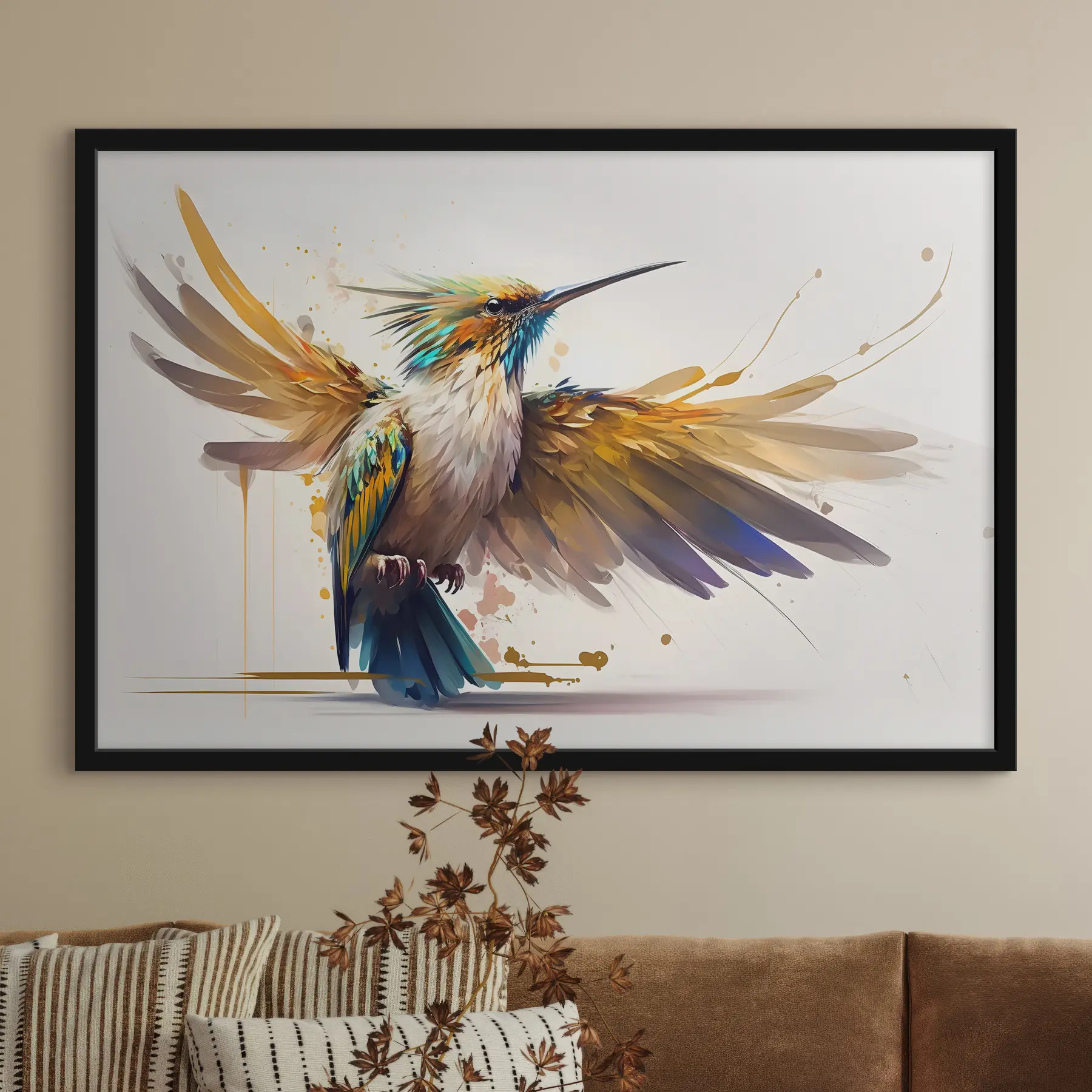 Fotobehang Levendige vogel in dynamische vlieghouding f33552