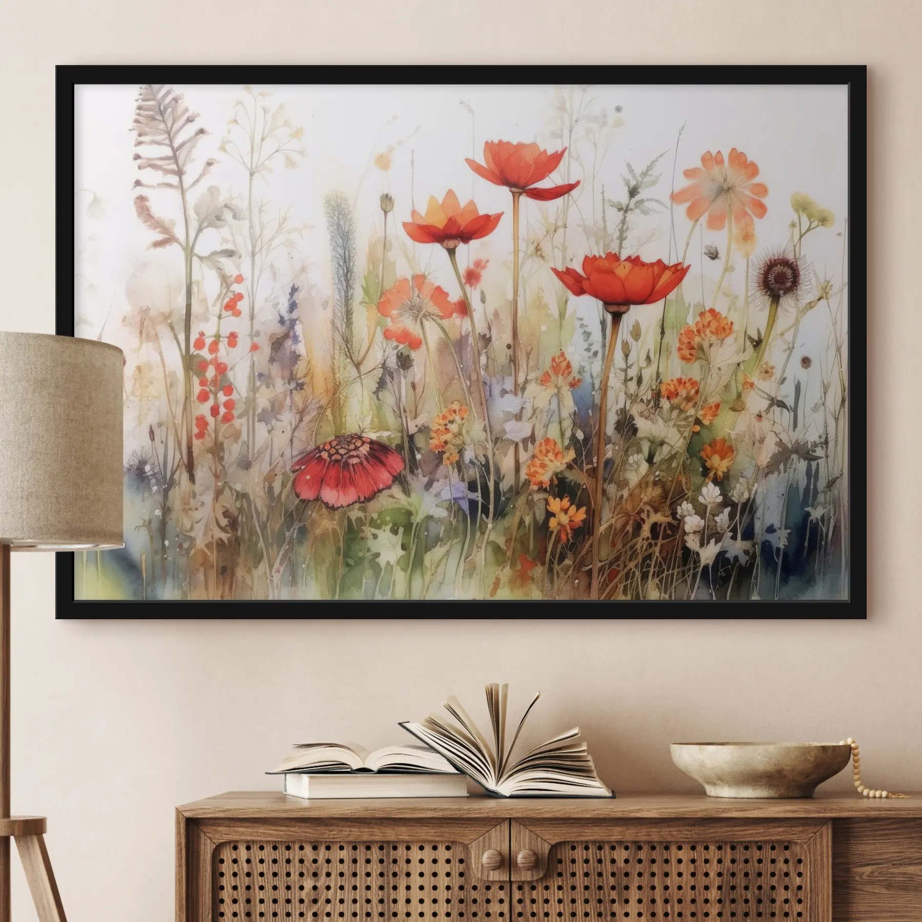Fotobehang Levendige bloemen in zachte aquareltinten f33675